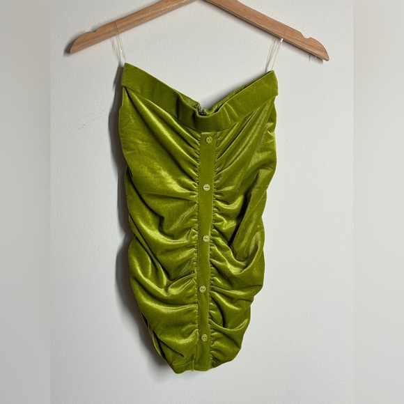 Fashion Nova Green Velvet Blouse - Picture 2 of 2